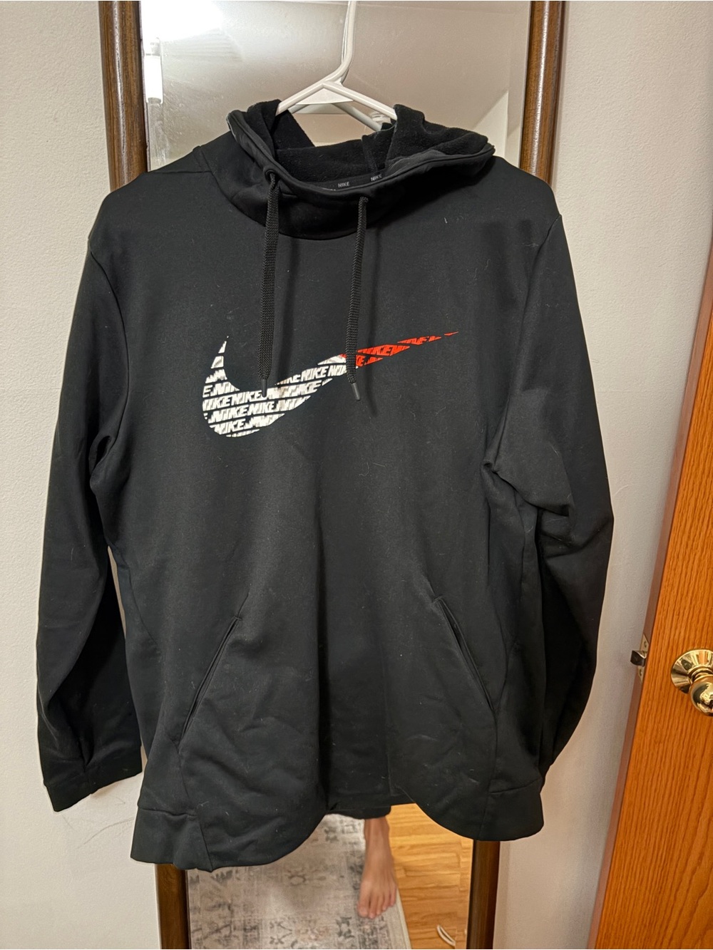Nike Black Cowl Neck Hoodie with Two-Tone Swoosh